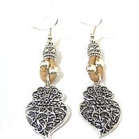 Cork Earrings filigree heart