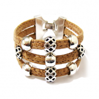 Bracelet en Liège boules argentés