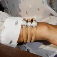 Cork bracelet Pearl and strass