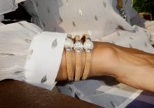 Cork bracelet Pearl and strass