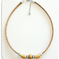 Collier single en liège , Céramique jaune