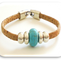 Bracelet singular en Liège, perle turquoise