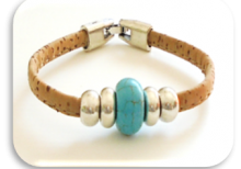 Cork Bracelet, with turquoise pearl