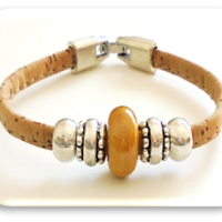 Bracelet singular en Liège, céramique jaune