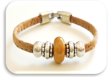 Cork Bracelet, with yellow ceramic