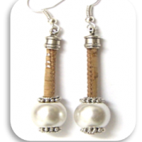Boucles d`Oreilles en liège avec perles