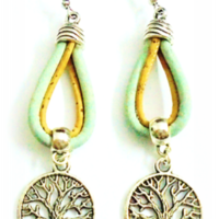 Longues boucles d'oreilles pendantes, arbre de vie
