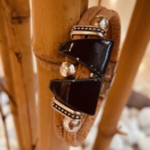 Bracelet liège,céramique noir