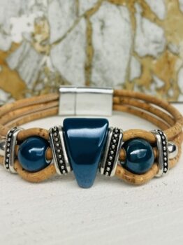 Bracelet en liège Soraia,céramiques verte