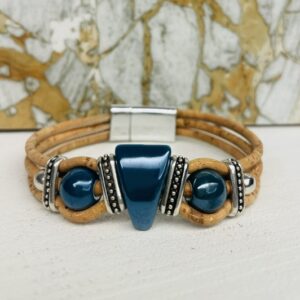 Bracelet en liège Soraia,céramiques verte