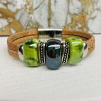 Cork bracelet with green ceramic