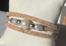 Bracelet en liège, avec perles