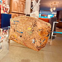 Large cork cosmetic bag, Rustic pattern