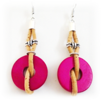 Cork earrings, ceramic washer