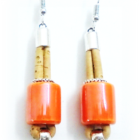 Boucles en liège, céramique orange