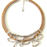 Cork necklace wiht  silver elements