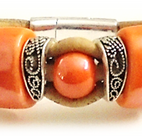 Bracelet en liège céramiques orange