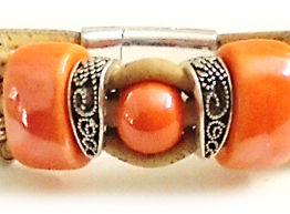 Bracelet en liège céramiques orange