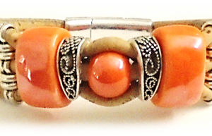 Bracelet en liège céramiques orange