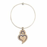 Collier coeur Viana relief bleu
