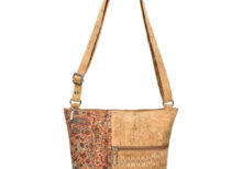 Purse made of cork fabric, patch colours