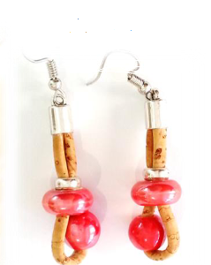 Boucles en liège, boule céramique rouge