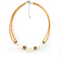 Cork necklace, white ceramic