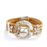 Cork bracelet four towers with silver elements