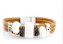 Glamour bracelet in cork, white stone